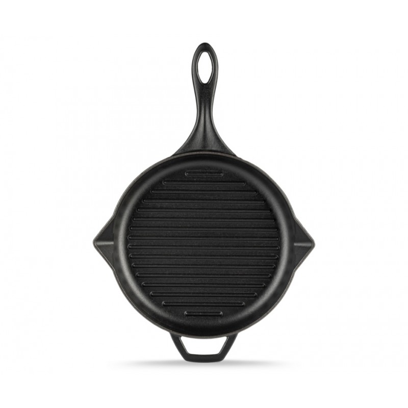 Μαντεμένιο Τηγάνι Γκριλ Εμαγιέ Hosse,  Black Onyx, Ф28cm - Μαύρα Μαντεμένια Μαγειρικά Σκεύη